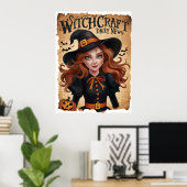 Spooky Witch Bat  stijl Halloween krant Poster (Thuiskantoor)