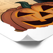 Spooky Witch Bat  stijl Halloween krant Poster (Hoek)