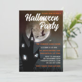 Spooky Witch Halloween Party Invitation Kaart (Staand voorkant)
