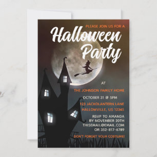 Spooky Witch Halloween Party Invitation Kaart