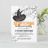 Spooky Witch Halloween Party Invitation Kaart (Staand voorkant)