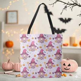 Spooky Witch Halloween Patroon met Pumpkins Star Draagtas