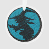 Spooky Witch over blauw design Ornament (voorkant)