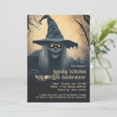 Spooky Witches Halloween Uitnodiging (Staand voorkant)