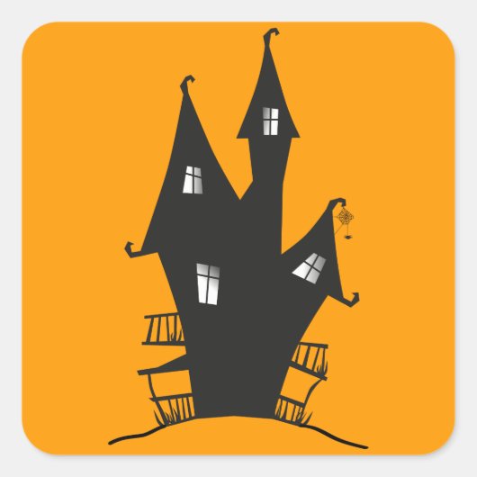 Spooky Witch's House Square Stickers (Voorkant)