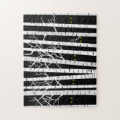 Spooky Yellow Halloween Eyes in Birch Forest Legpuzzel (Verticaal)