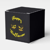 Spooky yellows Happy Halloween text pumpkins, Bedankdoosjes (Voorkant Zijde)