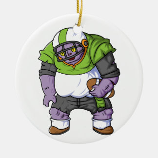 Spooky zombie Amerikaanse football speler cartoon Keramisch Ornament