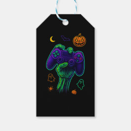 Spooky Zombie Gamer Halloween Sierkussen Cadeaulabel