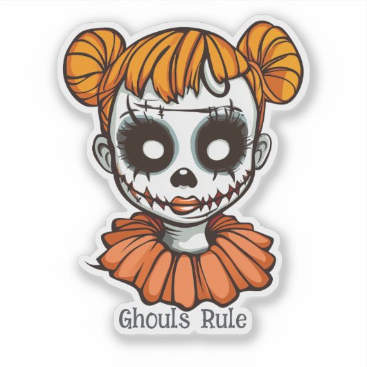 Spooky Zombie Girl Sticker (Voorkant)