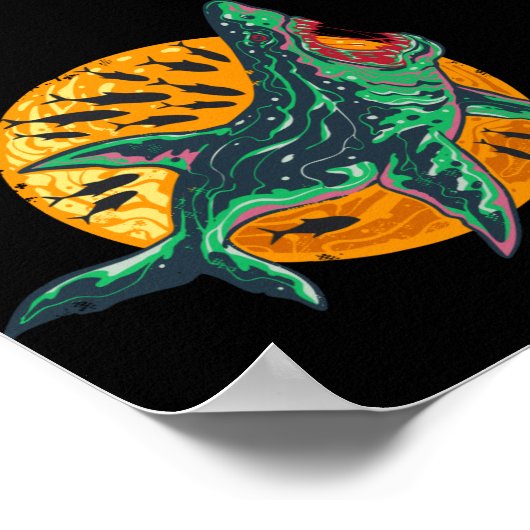 Spooky Zombie Shark Halloween Zee creatie Poster (Hoek)