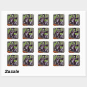 Spooky Zombies  Halloween Vierkante Sticker (Vel)