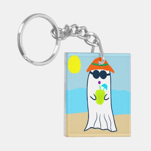 Spooky zomer spook op het strand sleutelhanger (Voorkant Links)