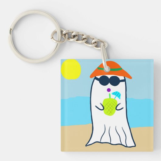 Spooky zomer spook op het strand sleutelhanger (Voorkant)