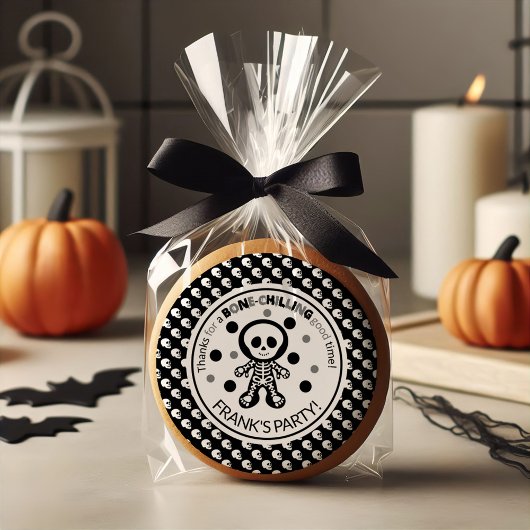 Spooky zwart wit skelet jongen Halloween verjaarda Ronde Sticker