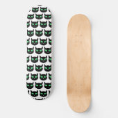 Spooky zwarte kat met groene ogen patroon skateboard (Voorkant)
