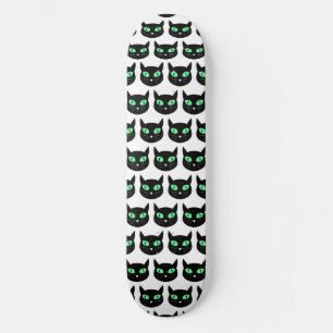 Spooky zwarte kat met groene ogen patroon skateboard
