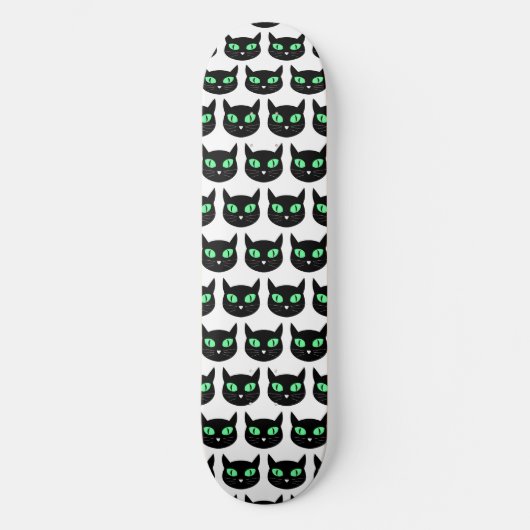 Spooky zwarte kat met groene ogen patroon skateboard (Voorkant)