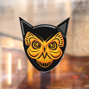 Spooky zwarte kat vlinder schedel raam vastklampen raamsticker