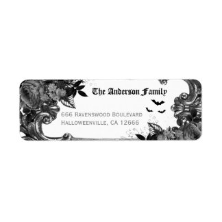 Spooky Zwarte Raaf Halloween Retouradreslabel Etiket