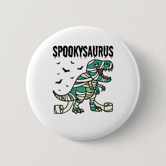 Spookysaurus Halloween Dinosaur T-Rex Ronde Button 5,7 Cm (Voorkant)