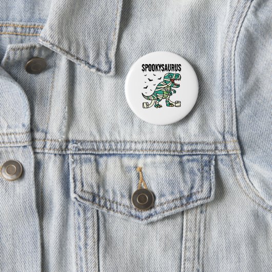Spookysaurus Halloween Dinosaur T-Rex Ronde Button 5,7 Cm (In situ)