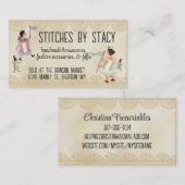 Spool of thread & bouton people dentelle carte à c (Devant / Derrière)