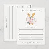 Spoon Fork Floral Recipe Request Baby shower Briefkaart (Voorkant / Achterkant)