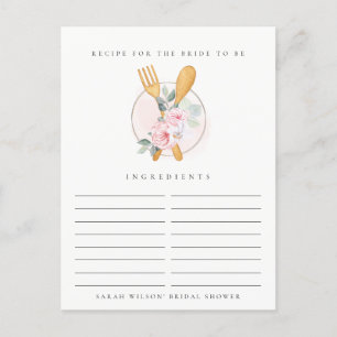 Spoon Fork Floral Recipe Request Vrijgezellenfeest Briefkaart