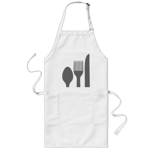 Spoon Knife Fork Graphic Lang Schort (Voorkant)