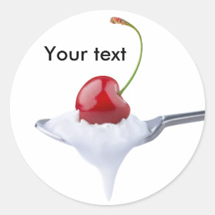 Spoon of cherry yogurt ronde sticker