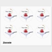 Spoon of cherry yogurt ronde sticker (Vel)