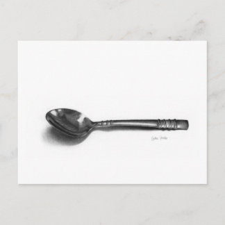 Spoon pencil drawing postcard briefkaart