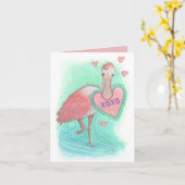 Spoonbill Bird Valentijn Card Kaart (Gele Bloem)