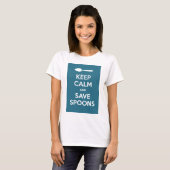 Spoonie-Keep Calm en spaar Spoons-Chronische Onluc T-shirt (Voorkant volledig)
