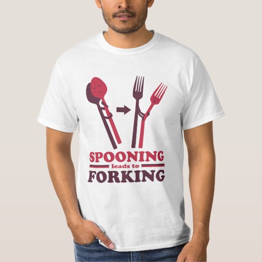 Spooning leidt tot het forken van de Romance van d T-shirt (Voorkant)