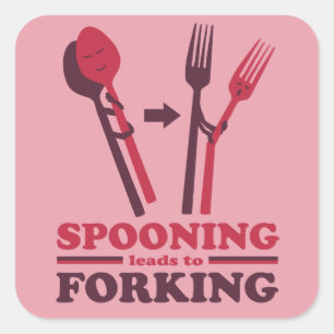 Spooning leidt tot het forken van de Romance van d Vierkante Sticker