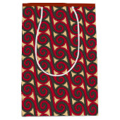 Spooning wervelingen in rood, groen en goud medium cadeauzakje (Voorkant)