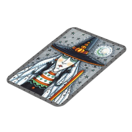 SPOOOKY HALLOWEEN WITCH, MET ZWARTE CAT JEWELERY MAGNEET (Linkerzijde)