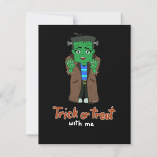 Spoopy Frankenstein Trick or treat met mij Feestdagenkaart