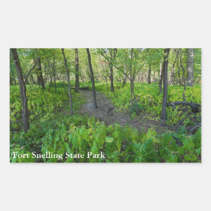 spoor door fort snelling staatspark bos rechthoekige sticker