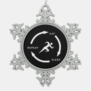 Spoor- en Veldetenslaap Herhalen Gezegde Tin Sneeuwvlok Ornament