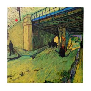 Spoorbrug over Montmajour van Vincent van Gogh Tegeltje