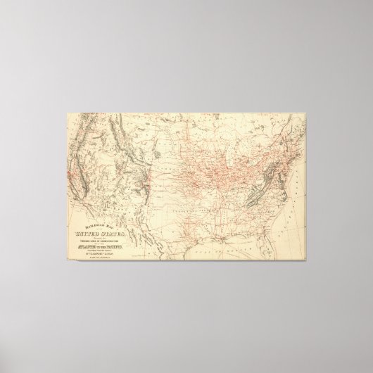  spoorkaart van de Verenigde Staten (1886) Canvas Afdruk (Voorkant)