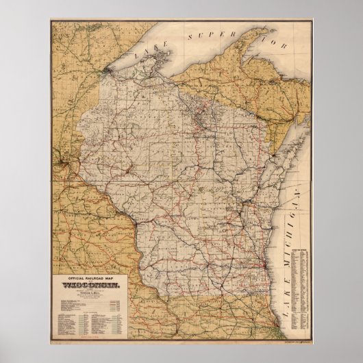  spoorkaart van Wisconsin (1900) Poster (Voorkant)