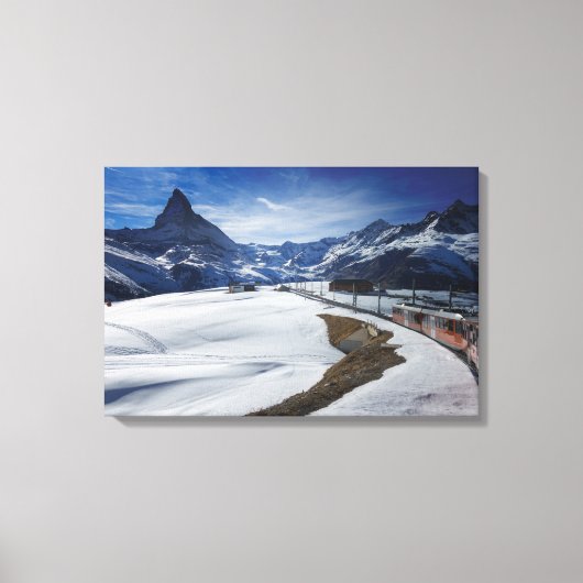 Spoorlijn Gornergrat en Matterhorn in Zermatt Canvas Afdruk (Voorkant)