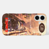  spoorstaafstoomloco, je monogram Case-Mate iPhone case (Achterkant (horizontaal))