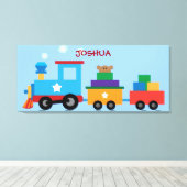 Spoortrein Kinder verpakte canvas drieluik muur A (Insitu (Houten vloer))
