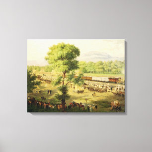 Spoorweg in de vallei van Mexico, 1869 Canvas Afdruk