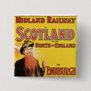 Spoorweg Midland naar Schotland Vierkante Button 5,1 Cm